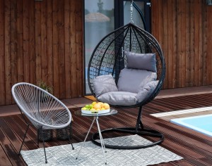 Fotel wiszący Kokon Classy 195x100 Czarny + stelaż
