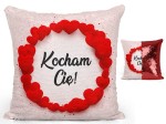 Poduszka LOVE cekiny 40x40 cm Kocham Cię Czerwona