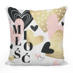 Poszewka LOVE cekiny 40x40 cm Miłość Czarny+Multi