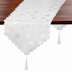 Bieżnik Świąteczny Holly 33x180 Śnieżynki Srebrne