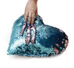 Poduszka kształt Serce Cekiny 42x38 Niebieski+ Róż