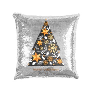 Poszewka Cekiny Christmas 40x40 Choinka srebrny