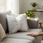 Poduszka z wypeł. Glam Shine 40x40 cm Biały+ srebr