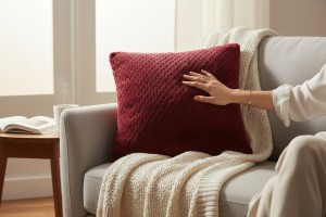 Poszewka ASTI mikroflanela żakard 40x40 Bordo