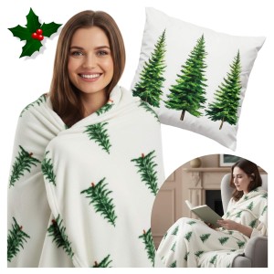 Zestaw No76 Koc Christmas tree + poszewka 45x45