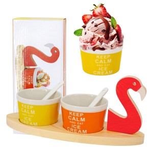 Zestaw GIFT BOX FLAMING 2 x kubki na lody + tacka