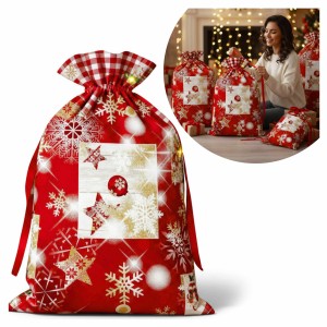 Worek prezentowy Snowflakes 45x60 cm czerwony