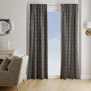 Zasłona Sofia VELVET wzór GEO taśma140x260 Czarny