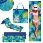 Mata plażowa 180x50x2 Oxford Palm Breeze/Navy Blue