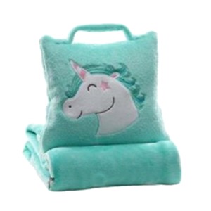 Koc 2w1 MOOKY flanela UNICORN Jednorożec Mięta