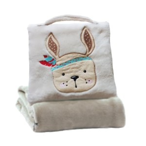 Koc 2w1 MOOKY flanela BUNNY TIPI z RABBIT Beż