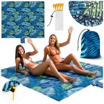 Mata plażowa Palm Paradise 220x194 cm niebieska