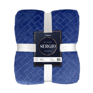 Koc SERGIO wytłaczany mikroflanela 150x200 Blue