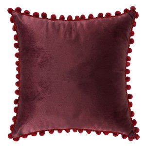 Poszewka Velvet POMPONS Wine 40x40 cm Bordo