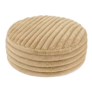 Pokrowiec puf NUBO LUX śr.60 Rabbit fur pasy Beż