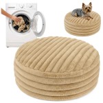 Legowisko puf NUBO LUX śr.60 Rabbit fur pasy Beż