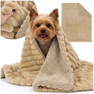 Koc NUBO LUX 100x80 cm Rabbit fur + sherpa Beż