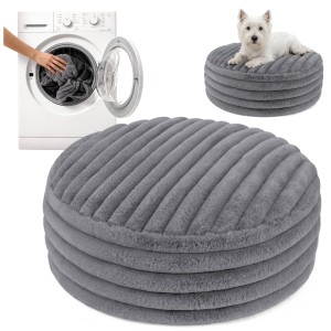 Legowisko puf NUBO LUX śr.60 Rabbit fur pas Szary