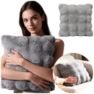 Poszewka Fluffy faux rabit fur 40x40 cm Gray Szary
