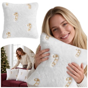 Poszewka NOEL CANDY GLOW 40x40 biała złote laski