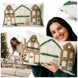 Poszewka Winter Wonderland Street 30x50 cm Domki