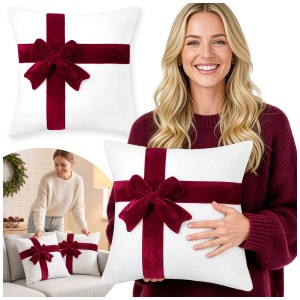 Poszewka dekoracyjna Christmas Bow kokarda velvet