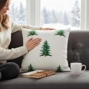 Poszewka CHRISTMAS TREE DELIGHT biały 40x40 cm