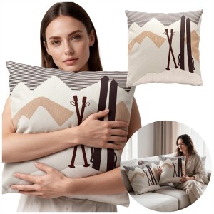 Poszewka VELVET INVERNO WINTER Zima Narty 45x45