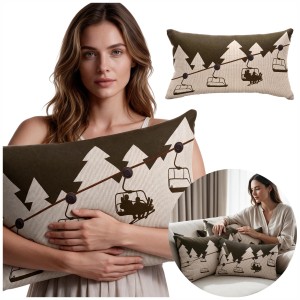 Poszewka VELVET INVERNO WINTER Narty Choinki 30x50