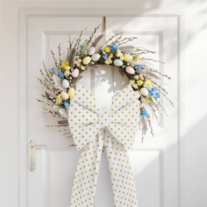 Kokarda Deco Glam Bow XXL 48x45x150 Żółte Kropki