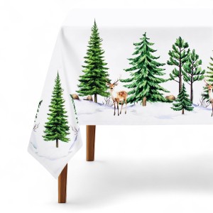 Obrus dekoracyjny 140x260 cm Winter Forest choinki