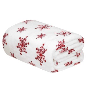 Koc NIEVE płatki błysk 150x200 Biały czerwony