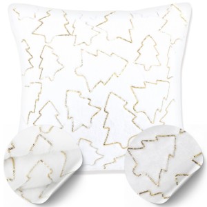 Poszewka eko Futro Sparkle Choinki Złote 45x45 cm