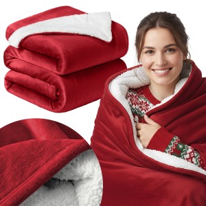 Koc MARLBOROUGH Sherpa Velvet 130x160 cm Czerwony