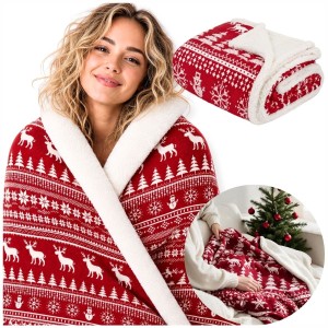 Koc WINTER NORDIC SHERPA 150x200 cm Red Czerwony