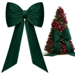 Kokarda GLAM BOW XXXL 75x50 + 160 cm Velvet Zieleń