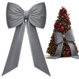 Kokarda GLAM BOW XXXL 75x50 + 160 cm Velvet Szary