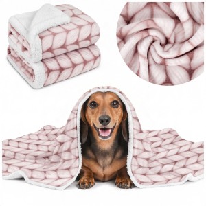 Koc DogGuru WoolyOne 100x150 cm J. róż + Sherpa bi